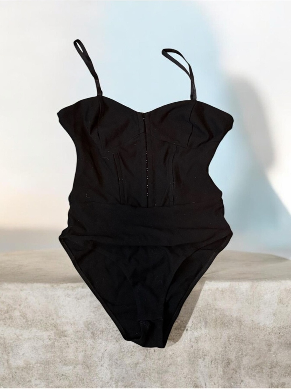Topshop Black Bustier-Style One-Piece Swimsuit